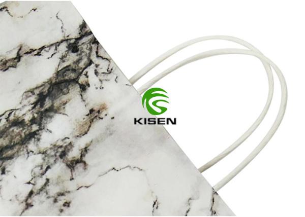 White Bulk Marble Paper Handle Shopping Bags For Gift Promotion Customized Size