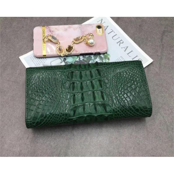 Exotic Real Crocodile Skin Women Large Trifold Wallet Genuine Alligator Leather Female Card Holders Lady Phone Clutch