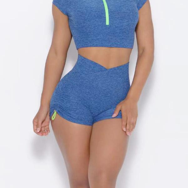 Marca privada de treino vestir calças curtas fato para mulheres sem costura Scrunch Bum Set de calças de duas peças