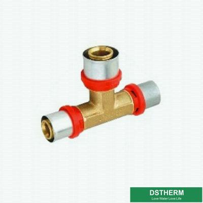 Encaixes de bronze retos rosqueados iguais personalizados da união da imprensa do dobro da compressão do T para a tubulação de alumínio de Pex Pex