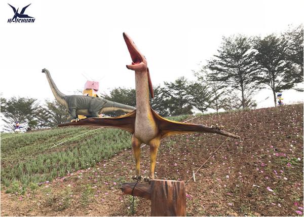 Life Size Velociraptor Outdoor Dinosaur  , Waterproof Little Pterosaur Dinosaur Garden Sculpture 