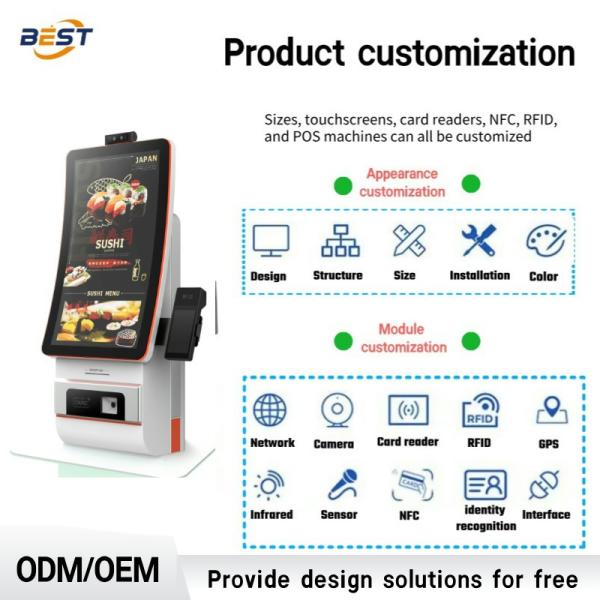 Desktop Self-service Ordering Kiosk Complete POS System with Barcode Scanner Cash Register