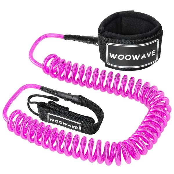 8/10 FT TPU Coiled Surfing Leash Rubber Logo for Surfboard and Shortboard
