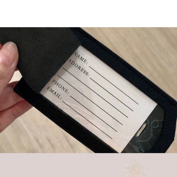 Fully Customized Leather Luggage Labels Travel Luggage Name Tags With Privacy Cover