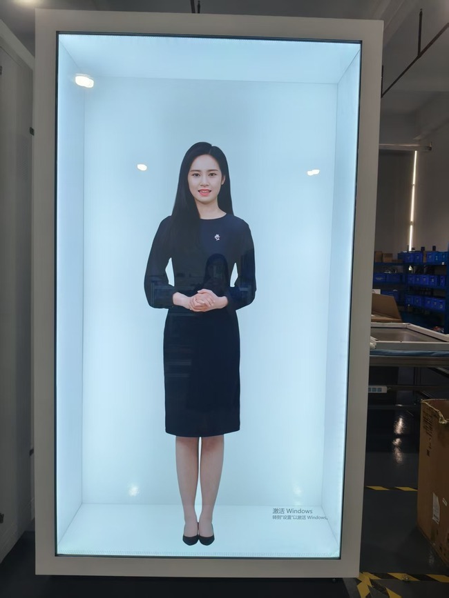 75 Inch Transparent Screen Display Cabinet Blending Products with Digital Visual Layers