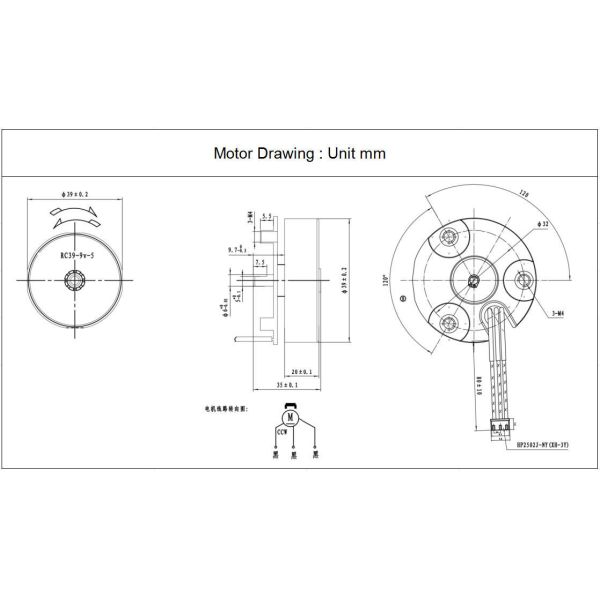 FT-3920 Custom DC Brushless Electric Motors , High Efficiency Brushless Motor 12V 24V