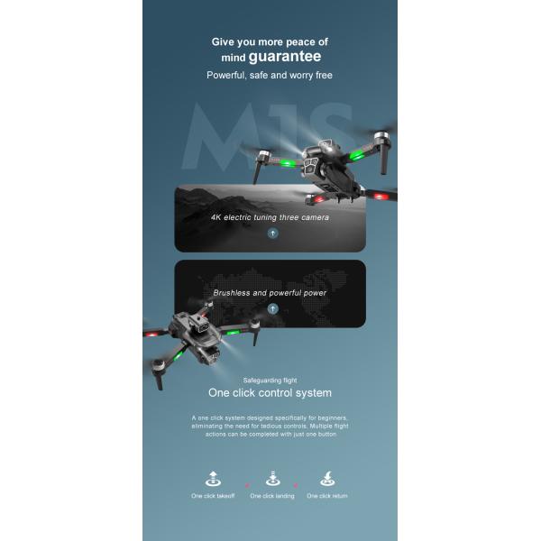 Beginners in Drones Category M1s Drone 4k HD Camera Obstacle Avoidance and Brushless Motor Maximum Flight Time 10-20min