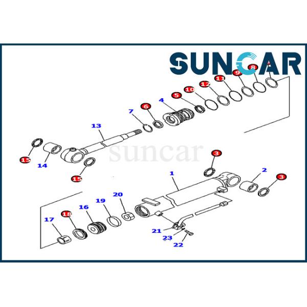 707-98-12380 набор обслуживания модели KOMATSU PC15MR-1 частей гидравлического цилиндра набора уплотнения цилиндра заграждения внутренний