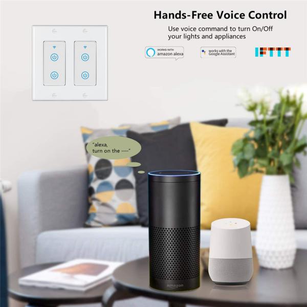 US Standard Push Button Wifi Wall Smart Light Switch 1/2/3 Gang App Remote Voice Control Intelligent Wireless For Google