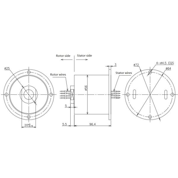 Military Project IP54 300 Rpm Ethernet Rotary Joint