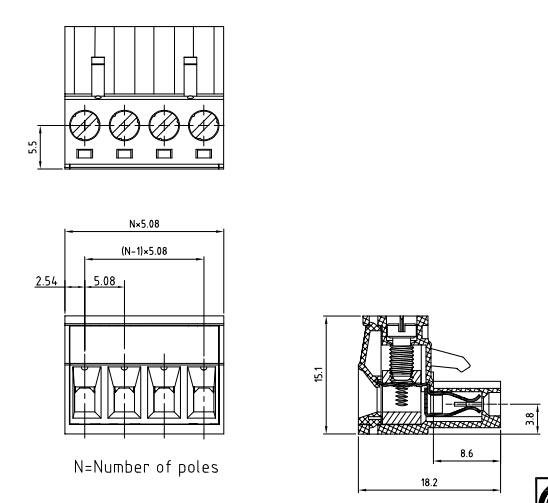 4 Pin Electrical Terminal Block Connectors 4POS STR 5.08MM OSTTJ045153