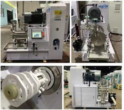 Wearable Wet Grinding Horizontal Bead Mill With PLC Touching Screen Control 4kw