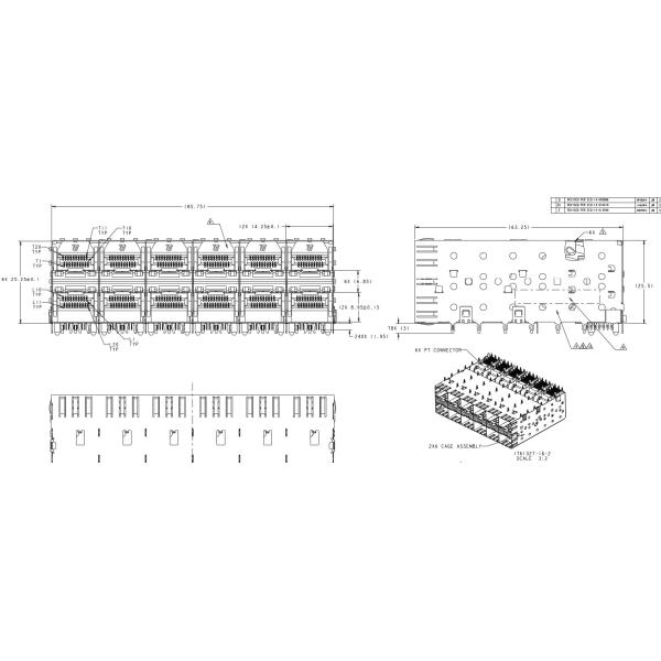 1761327-2 порт 20 x 12 положение 16 GB/S соединителя 2x6 клетки SFP через Пресс-пригонку отверстия