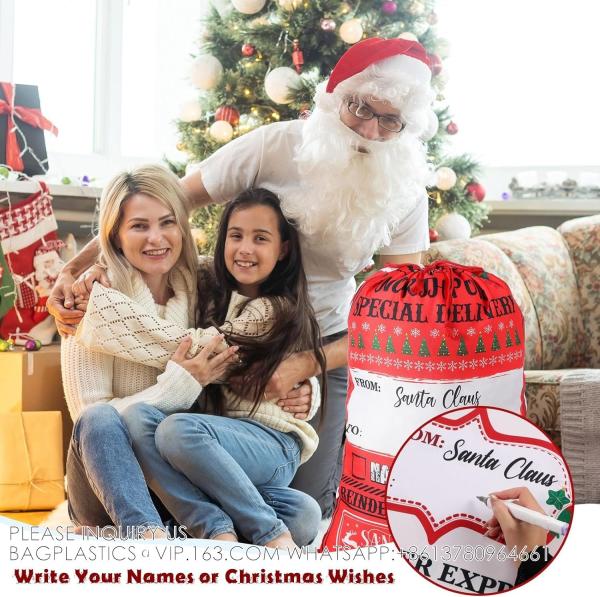 Santa Large Sacks Bulk Christmas Drawstring Gift Bags Reusable 20 X 28 In Polyester Santa Delivery Bags Large