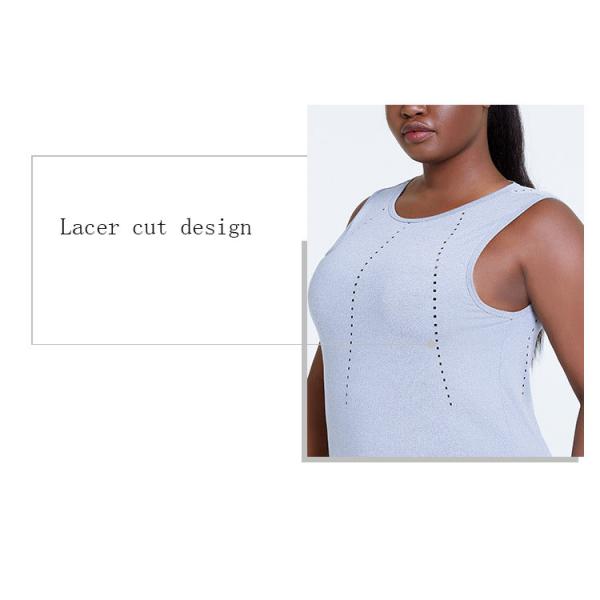customizable Women'S Plus Size Yoga Wear Round Neck Laser Cut Tank Top