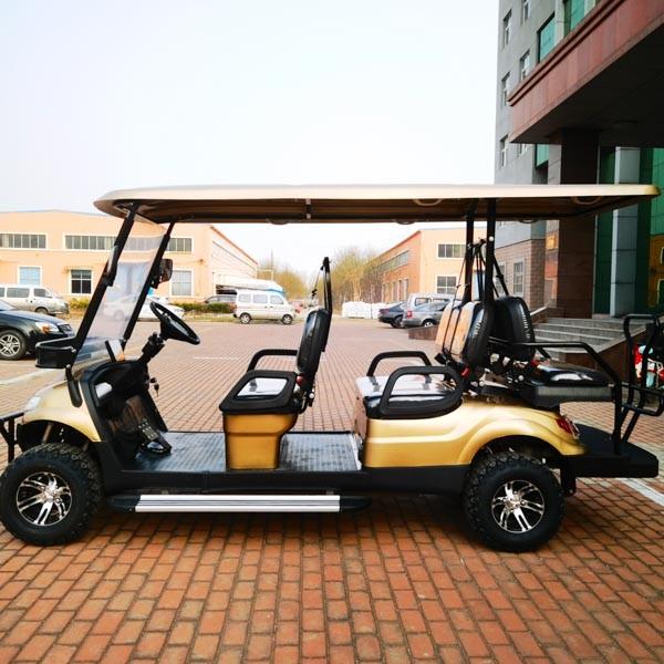 530Kg Golden Luxury Electric 6 Seater Golf Cart Manufacturers With 3.5kw Motor