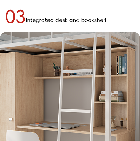 2000 X 900 X 2120mm School Dormitory Bunk Bed Frame With Desk And Locker