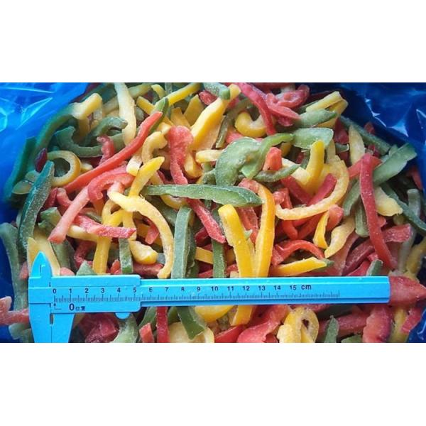 Fresh Green Red and Yellow Peppers Cut Strips of Frozen Mixed Sweet Peppers at Beautiful Prices