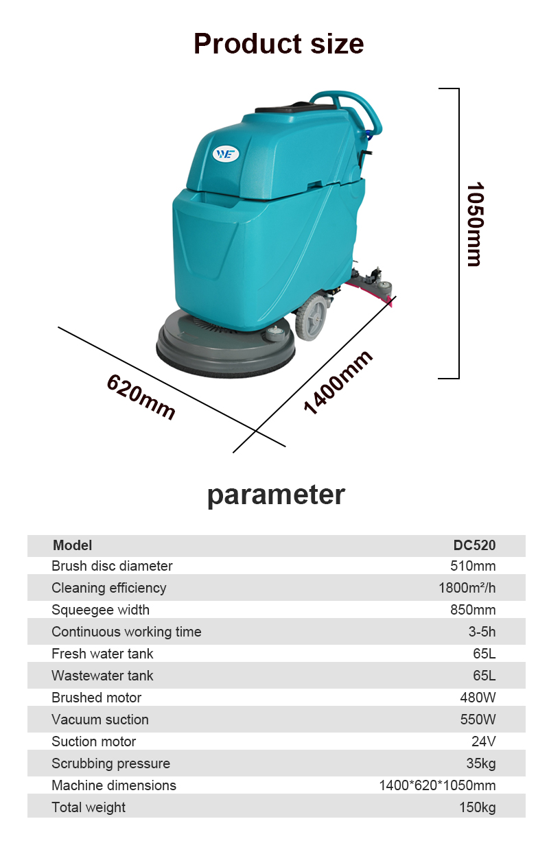Electric Commercial Hand Push Scrubber Machine Industrial Granite Floor Cleaning Machine for Warehouse Sport Hall