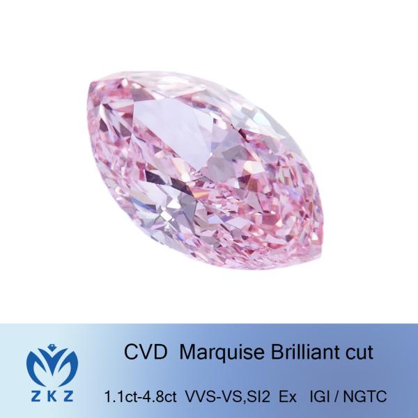 CVD Marquise Cut 1.1ct -4.8ct VS+ SI2 Сравненные ювелирные изделия NGTC IGI Сертифицированный Фанси Светло-Розовый Лабораторные розовые бриллианты