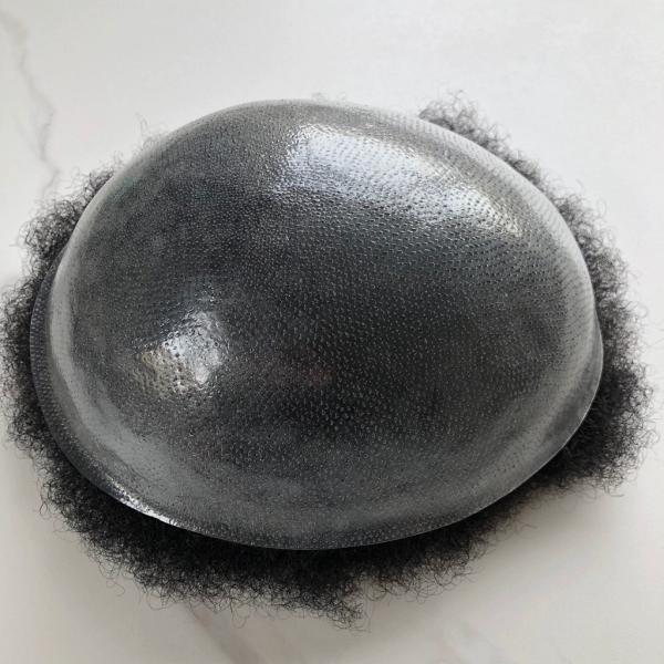 4mm 8x10 Afro Kinky Toupee Indian Human Hair pieces Man Hair Wig Poly Skin Toupee Human Hair Replacement