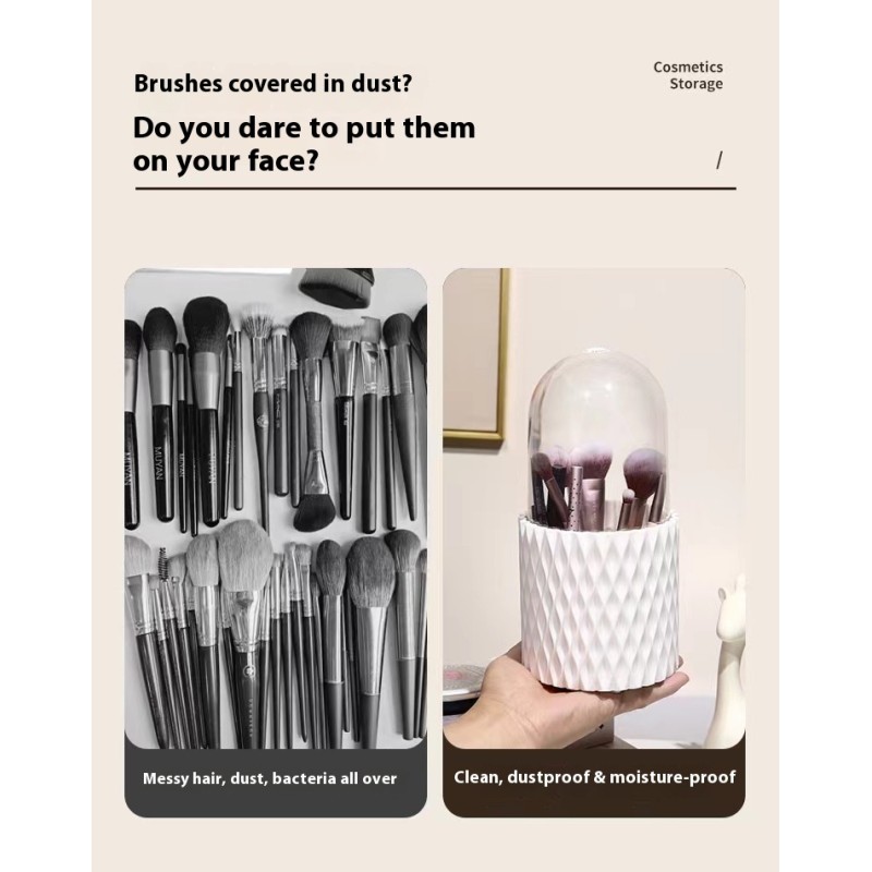 Ins Style Multi-Functional Desktop Organizer Rotating Makeup Brush Storage Tube Plastic Eyeshadow Brush Holder for Vanity Table