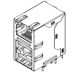 1840028-1 connecteur de RJ45 USB au-dessus de double USB 10/100 USB2 empilé par 1840026-1 Rj45
