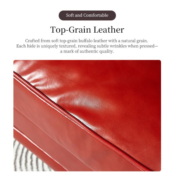 Nidea #8895 Traditional Genuine Leather Wing Back High Back Ergonomic Chaise Longue Chair for Bedroom and Living Room