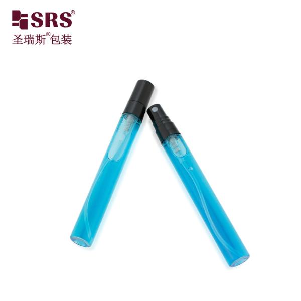 BLPP-10ML 14 mm DIA Fille de brume de poche transparente Bouteille en verre à tube avec pompe à pulvérisation en plastique noir pour parfum