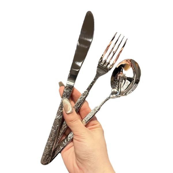 Stainless Steel Flatware Set Silverware Fork and Spoon Kitchen Metal Dinnerware