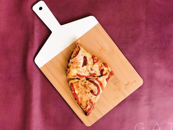 3 Piece 100% Organic Bamboo Cutting Board Set | Pizza Tray | Lightweight | Serve Cheese, Bread | Prep Veggies and Meats