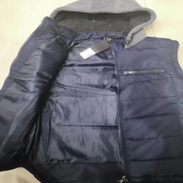 Men's Navy Utility Gilet Vest 100% Polyester Padded Vest With Hood