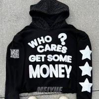 Pullover personnalisé en pierre de rhinocéros Hoodies coupé en pouf Impression sans ficelles Hoodie poids lourd Drop Shoulder Streetwear Coupe et couture