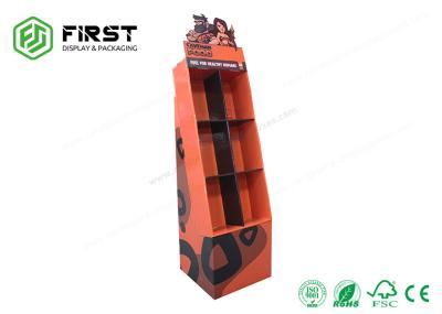 Suporte de exposição feito sob encomenda do assoalho do cartão da dobradura da impressão a cores da laminação lustrosa para o alimento