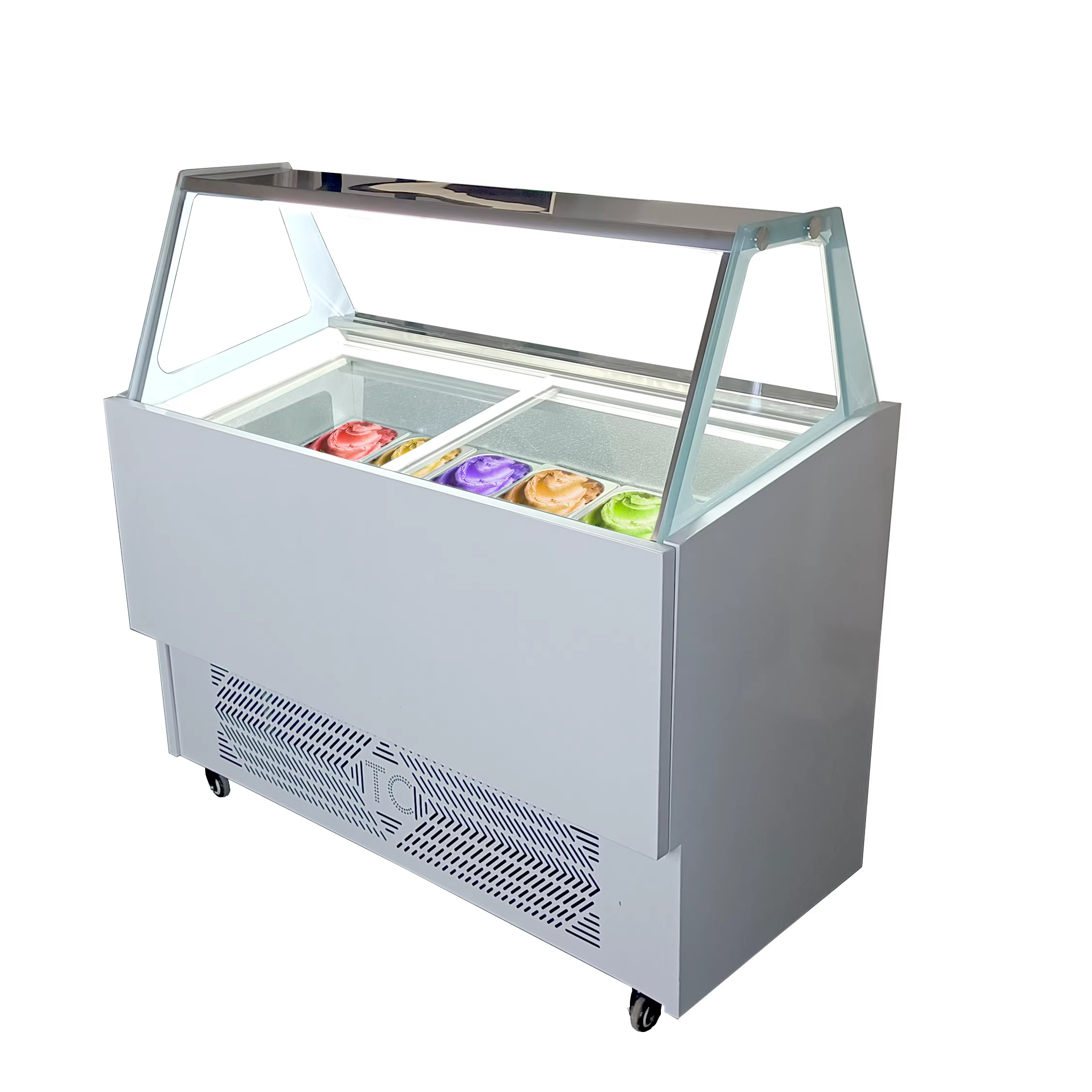 Popular Ice Cream Display Freezer With Stainless Steel Pans Gelato Display Freezer