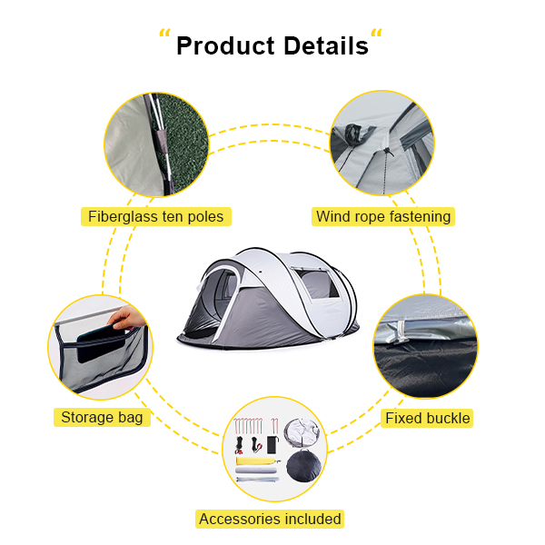 Оксфордская ткань Поп-Ап Кампинговая палатка Легкая для 6 человек