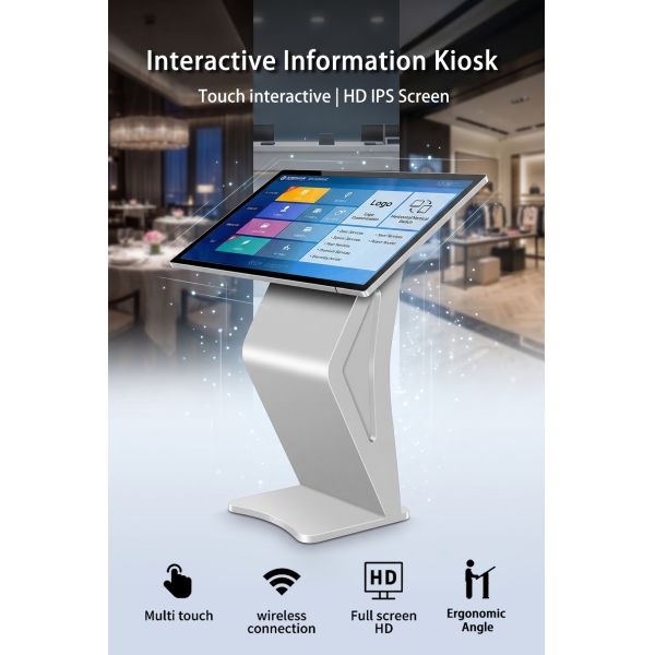 MJK 32 Inch Size FHD LCD Interactive Touch Screen Floor Standing Digital Kiosk Signage for Subway Retail Store Advertising