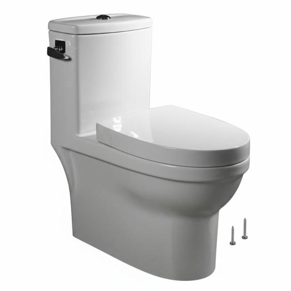 Coupe de toilette à double écoulement de style moderne sans bordure P-Trap lavage à deux pièces WC Commode avec vis de fixation de sol en céramique