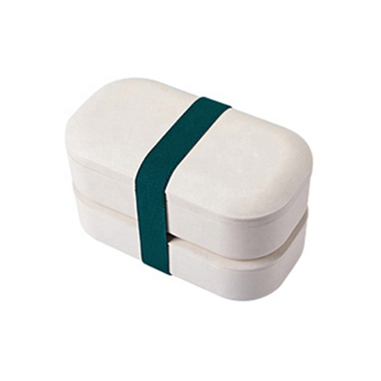 Custom Logo and Pattern 1200ml Eco Stackable Double Bamboo Fiber Microwave Safe Bento Box