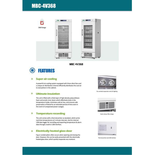 4 Degree Blood Bank Medical Vaccine Pharmaceutical Refrigerator 368 Liter