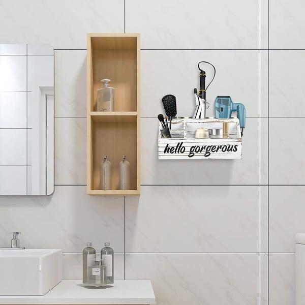 Rustic Design Style Wall Mount Hair Styling Care Tool Organizer with Personalized Logo