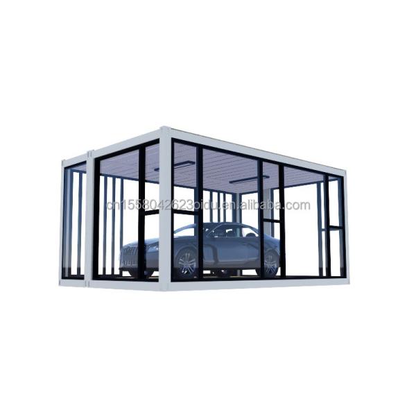 Customized Color 20ft Container Car Exhibition Hall Prefabricated House Folding Aluminum Alloy Tempered Glass Mobile Shop