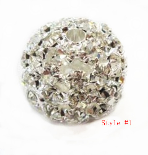 OEM Alloy Silver Crystal Pave Ball Beads Necklace / Bracelets Jewelry Making