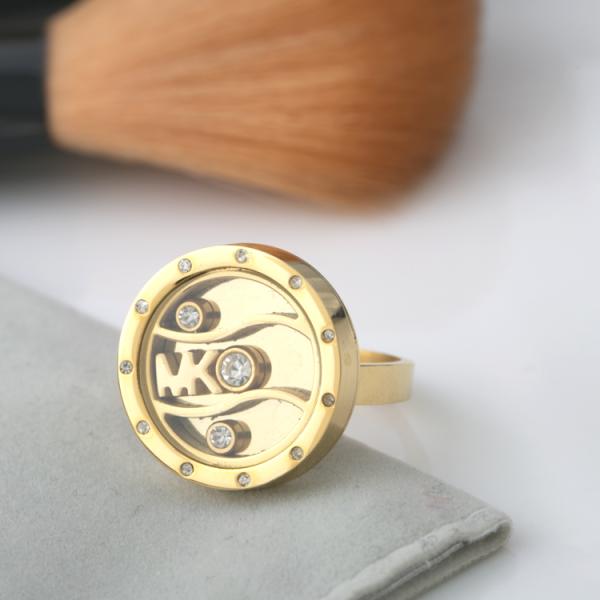 18K Gold Plated  Ring Stainless Steel, Diamond Customized Engraved Couple Ring