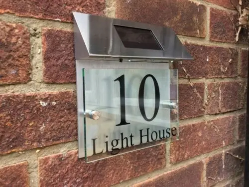 Waterproof Garden Solar Lamp Stainless Steel Solar Powered House Number and LED Light