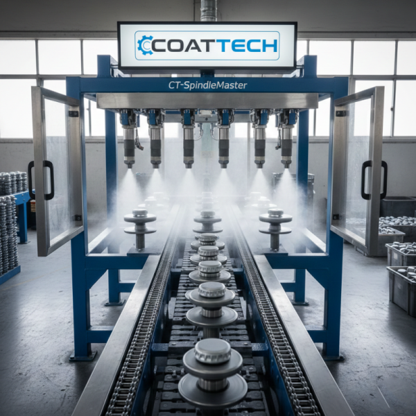 High-Speed Automatic Chain-on-Edge Spindle Conveyor System for Small Parts Painting and Rotational Coating