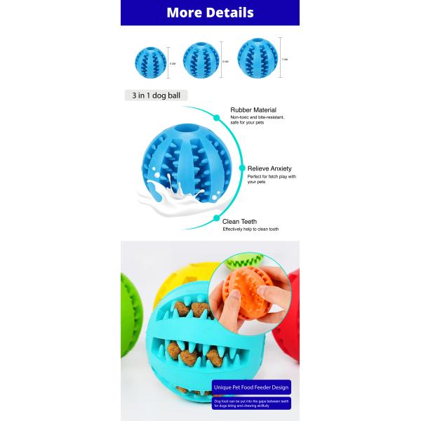 5cm 6cm 7cm Rubber Dog Toy Ball Durable Tough Non Toxic Chew Toy IQ Training Toy