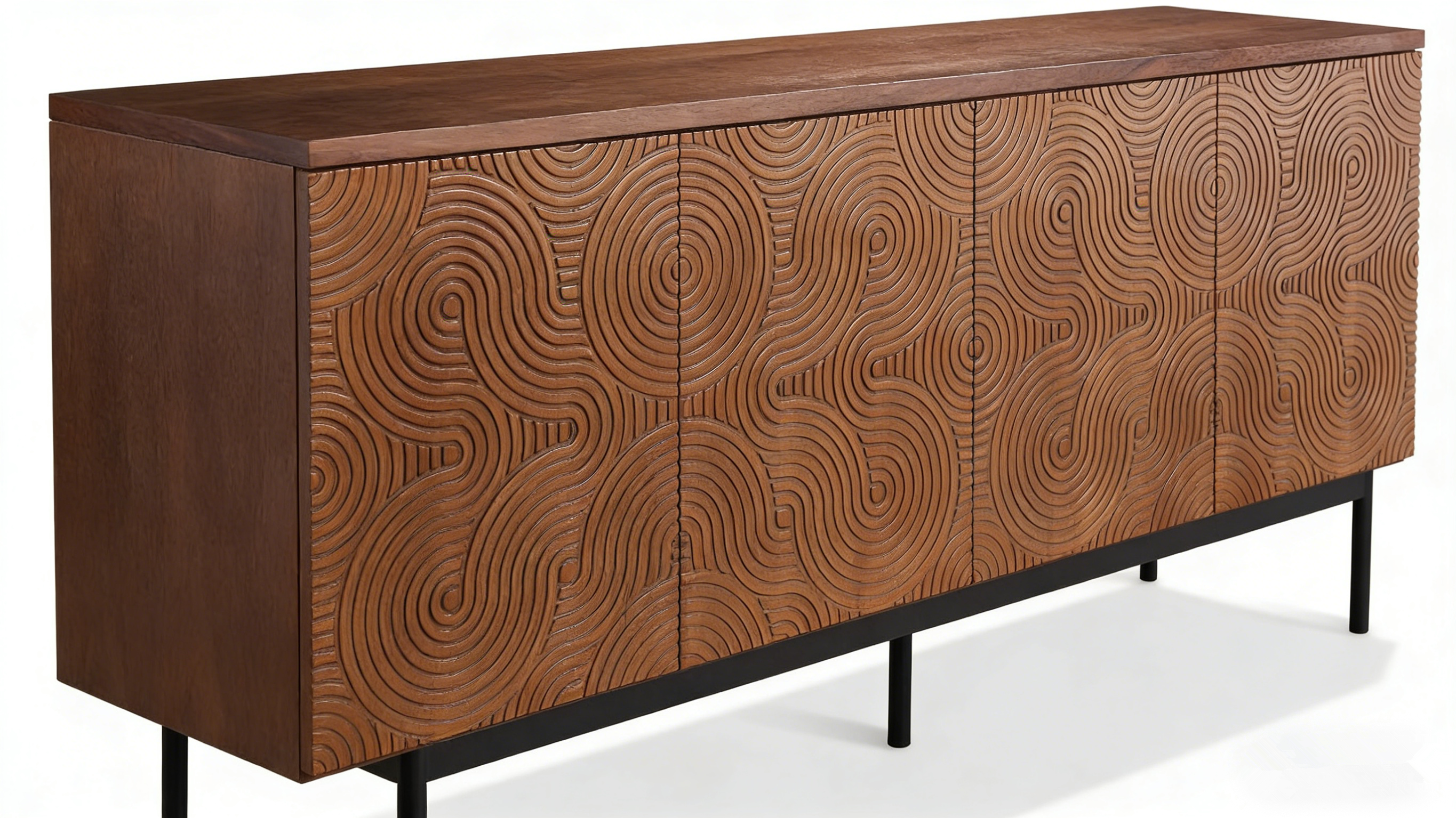 High Quality Veneer Buffet Cabinet Nordic Modern Simple Bedroom Living Room Solid Wood Storage Sideboard