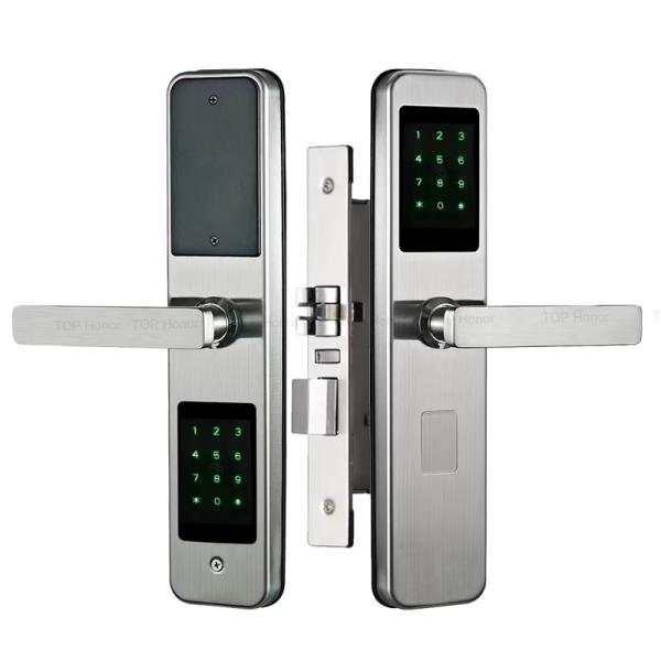 Smart Hotel Locks Grey / Black Hotel Smart Door Lock 2pcs Cards DC 6V Power Supply