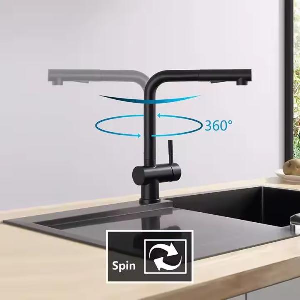 Modern Contemporary Deck-mounted Waterfall Kitchen Tap in Bright Chrome Plated Finish